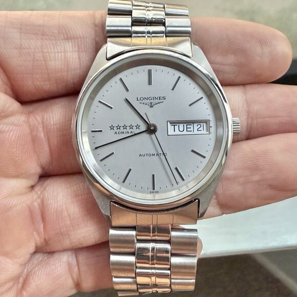 MINT Vintage Longines L7.634.4 COMPLETE SET Admiral 5 Star Automatic Watch 34mm - Picture 1 of 16